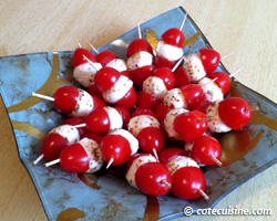 Brochettes tomates mozzarella