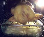 Poulet pleureur sur gratin de pommes de terre